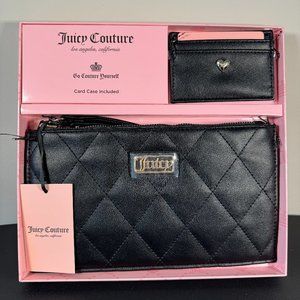 Juicy Couture Black Quilted Wristlet 2 Piece Wallet Box Gift Set - NWT